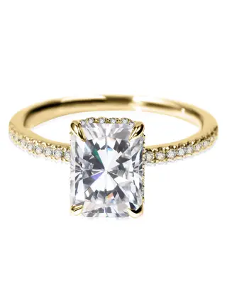 10K Gold Princess Shaped Moissanite Square Wedding Ring