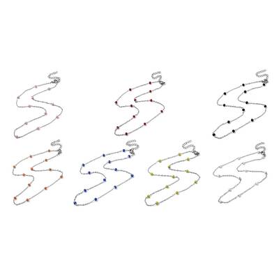 304 Stainless Steel with Enamel Satellite Chain Necklaces