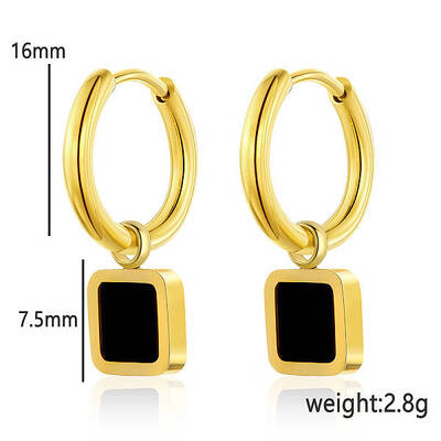 Simple and Stylish Pendant Acrylic & Stainless Steel Hoop Earrings for Women's Daily Outfits