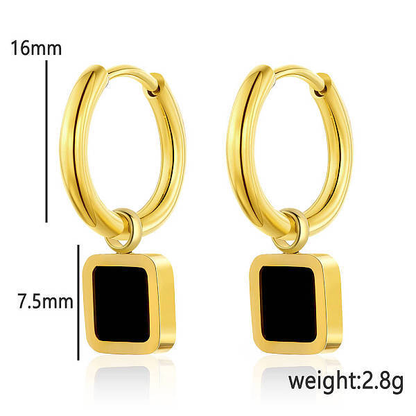 Simple and Stylish Pendant Acrylic & Stainless Steel Hoop Earrings for Women's Daily Outfits