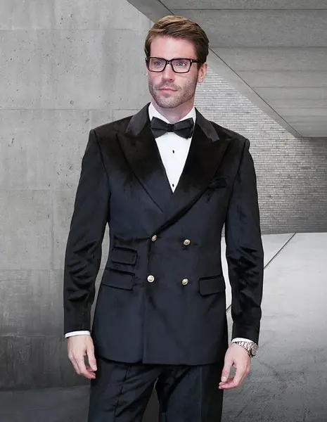 Men's Velvet 2-Piece Suit - Solid Color | Fashionable & Stylish