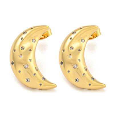 Brass Micro Pave Clear Cubic Zirconia Stud Earrings