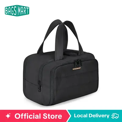 【KOL】BAGSMART Travel Toiletry Bag, Lightweight Large Wide-open Travel Bag for Women, Puffy Cosmetic Makeup Bag Organizer ...
