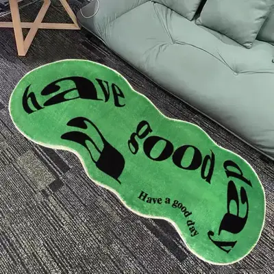Room Decor Letter Print Creative Bedroom Mat, 1 Count Thickened Bedside Rug, Decorative Floor Mat for Home Living Room Bedroo...