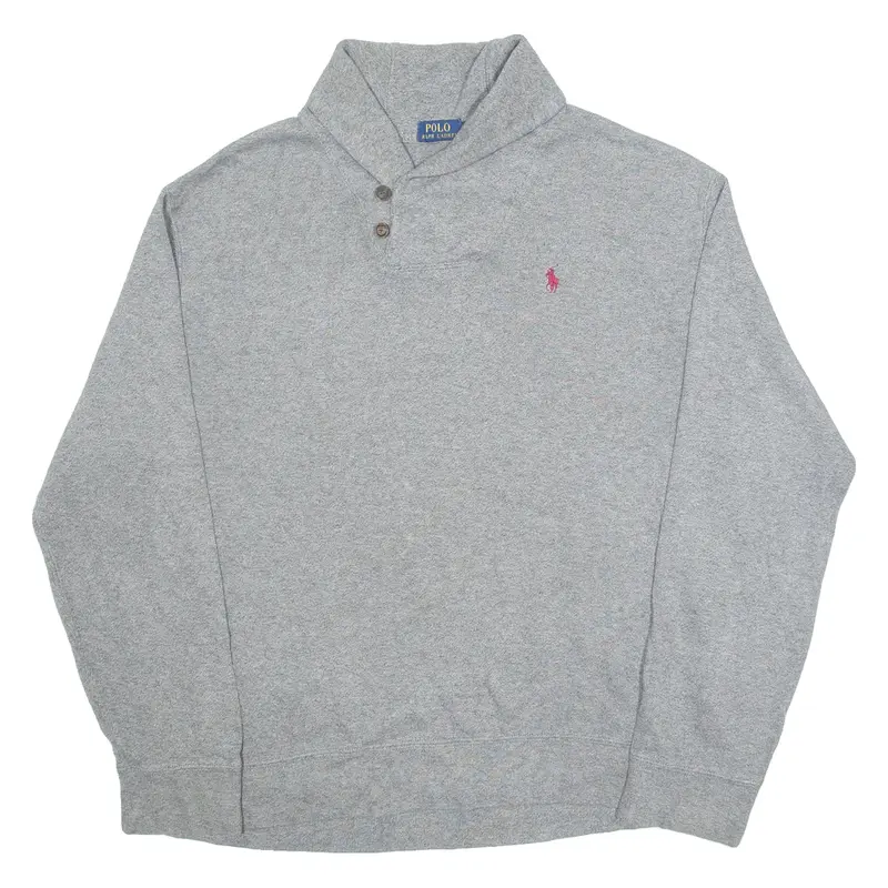 POLO RALPH LAUREN Mens Jumper Grey Roll Neck Tight Knit XL