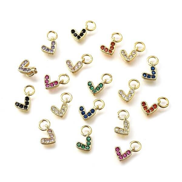Brass Micro Pave Cubic Zirconia Pendants with Jumping Ring