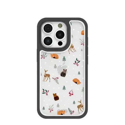 Clear Winter Woodland iPhone 16 Pro Case With Black Ridge