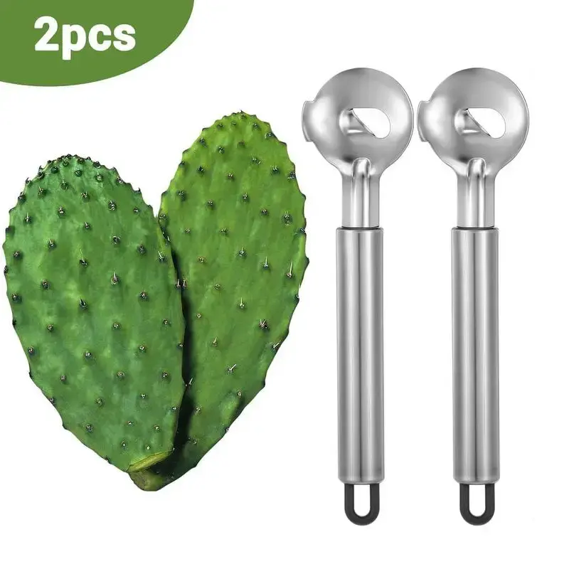 2 PCS Cactus Peeler Spoon,Stainless Steel Cactus Paring Knife and Peeler Spoon,Chinese Noodle Cutter for Cooking Kitchen Gadg...