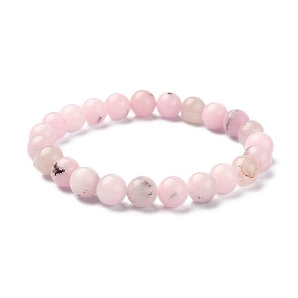 Natural Cherry Blossom Jasper Round Beaded Stretch Bracelets