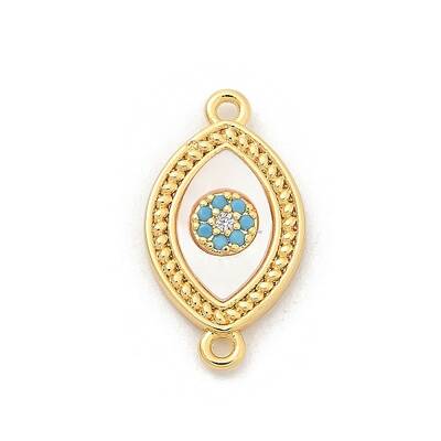 Brass Micro Pave Clear Cubic Zirconia Connector Charms