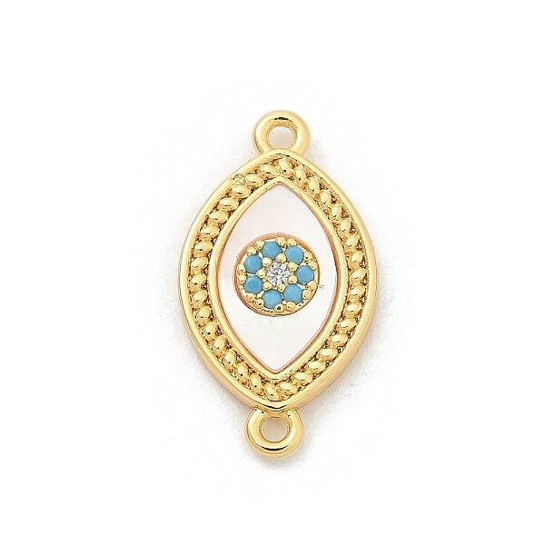 Brass Micro Pave Clear Cubic Zirconia Connector Charms