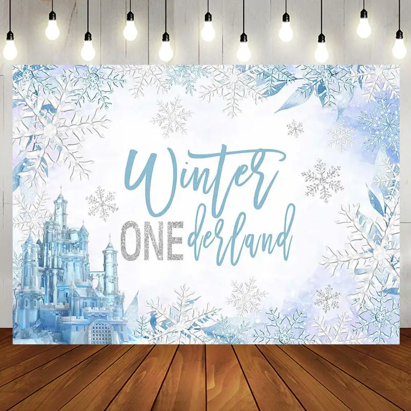 Aperturee Snowy Castle Winter Onederland Birthday Backdrop - Aperturee