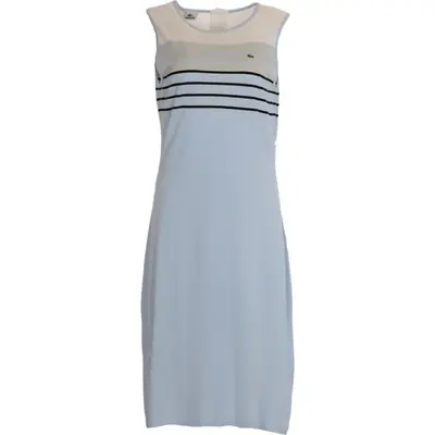 Lacoste Striped Midi Dress - Medium Blue Cotton Blend