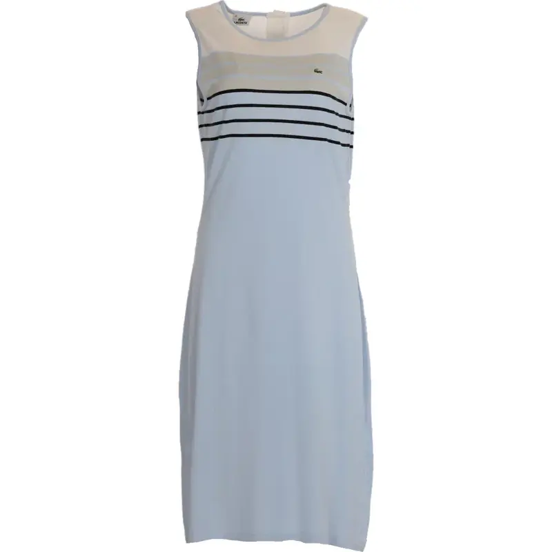 Lacoste Striped Midi Dress - Medium Blue Cotton Blend