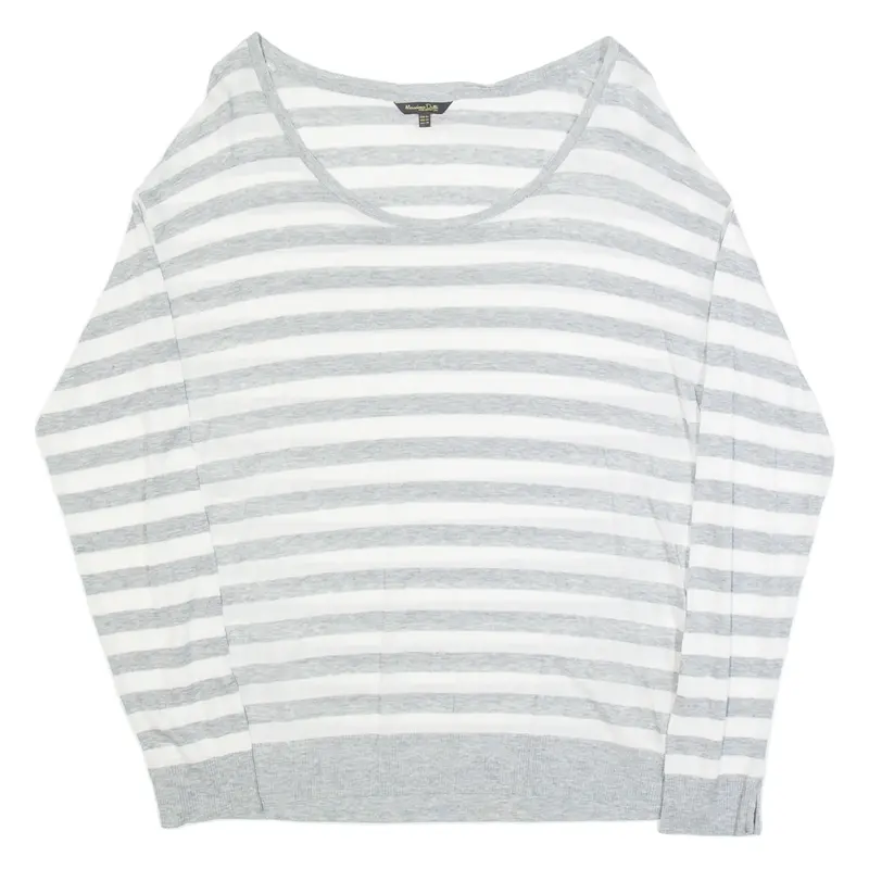MASSIMO DUTTI Womens Blouse Grey Long Sleeve Striped XL