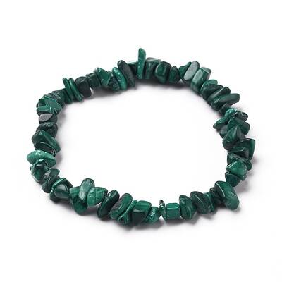 Natural Malachite Chip Beads Stretch Bracelets