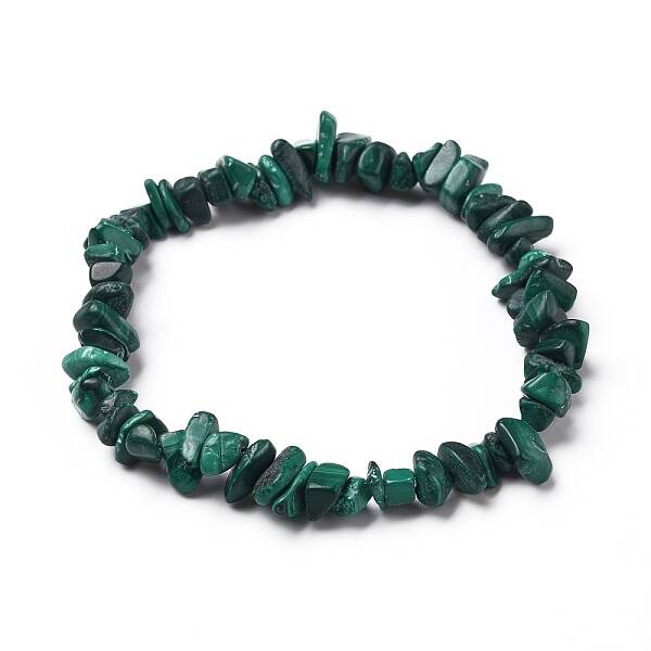 Natural Malachite Chip Beads Stretch Bracelets