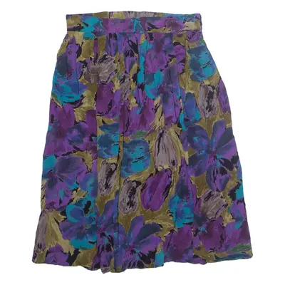 Womens A-Line Skirt Blue Knee Length Viscose Crazy Pattern UK 16