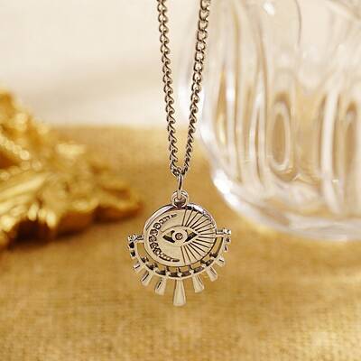 Stainless Steel Eye Pendant Necklaces with Cubic Zirconia for Women