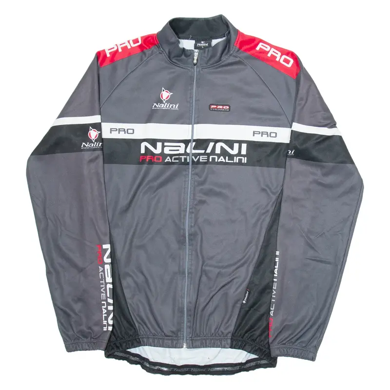 NALINI Cycling Full Zip Mens Jersey Grey Long Sleeve L