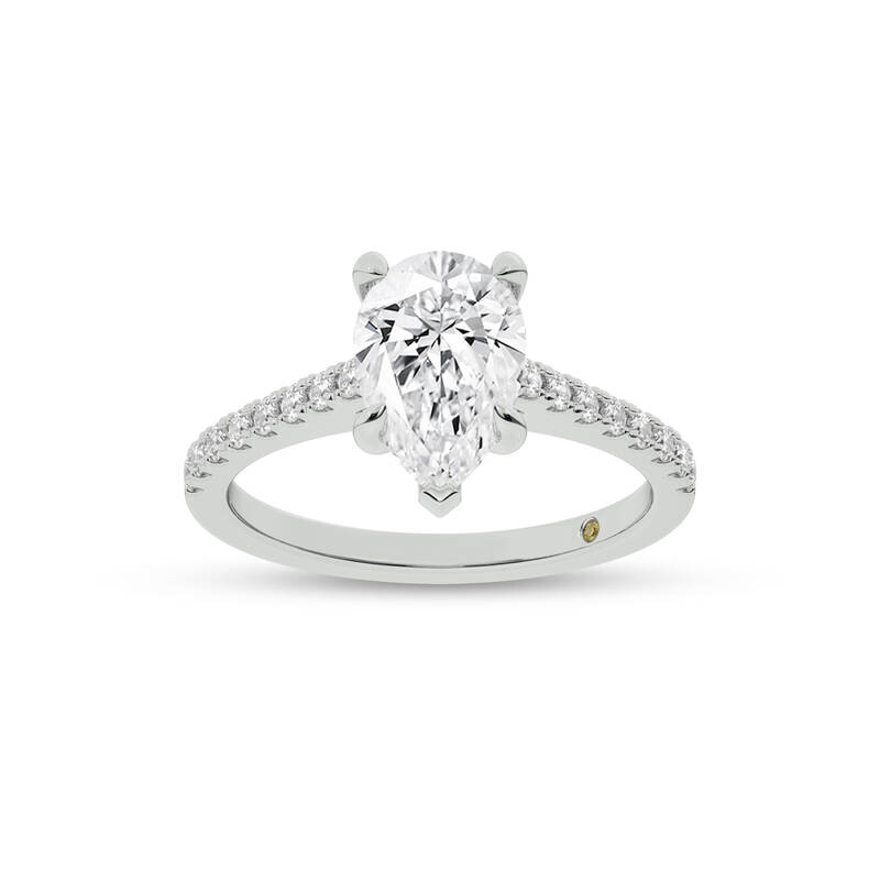 Destiny Half Coverage Pear Shape Lab Diamond Engagement Ring | 14K White Gold 2 1/3 CT. TW.