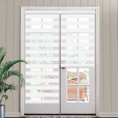 SEEYE Cordless Zebra Blinds for Window, French Door Blinds Free-Stop Roller Window Shades with Valance 18 - 72 W x 90 H, ...