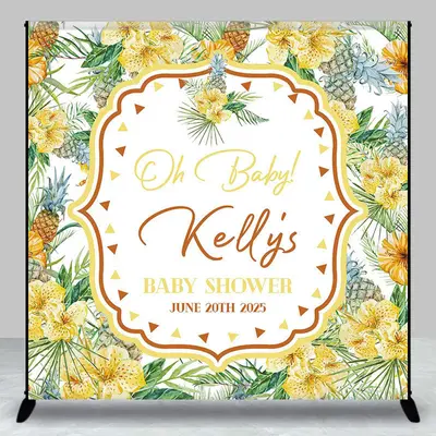 Pineapple Floral Spring Custom Baby Shower Backdrop - Aperturee