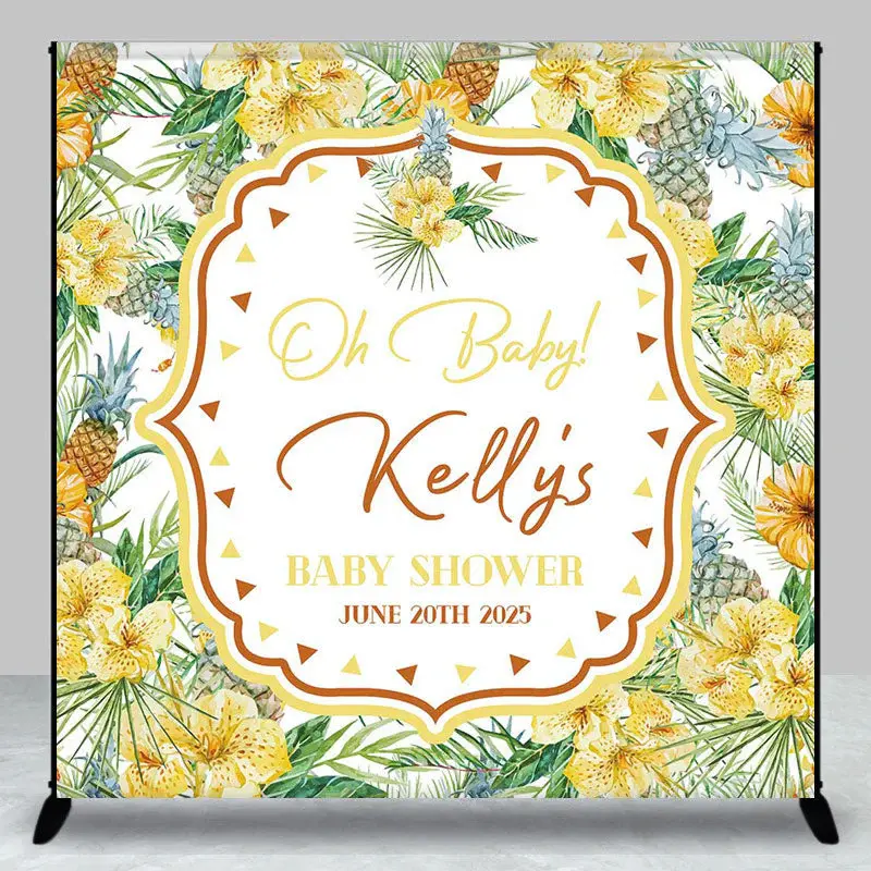 Pineapple Floral Spring Custom Baby Shower Backdrop - Aperturee