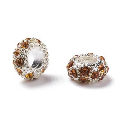 Alloy Rhinestone European Beads