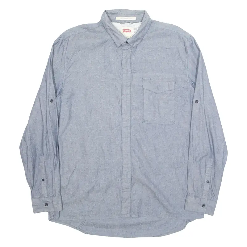 LEVI'S Denim Look Mens Plain Shirt Blue Long Sleeve XL