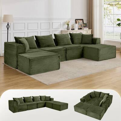 Garvee 137 Modular Sectional Sofa, Modern Cloud Sectional Couch with Deep Seat, L-Shape Boneless Couch with Chaise for Livin...