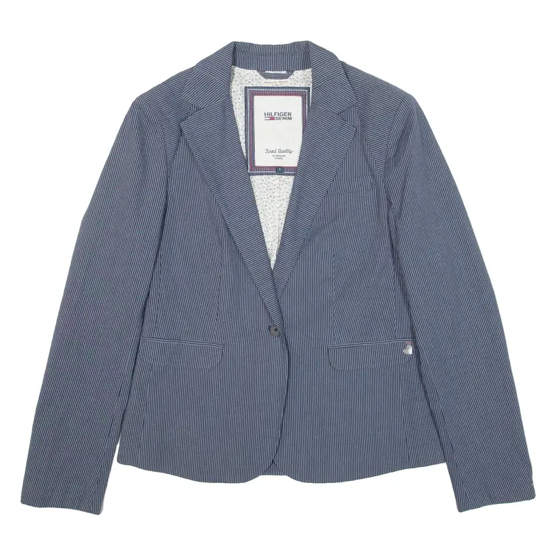 TOMMY HILFIGER Womens Blazer Jacket Blue Striped S