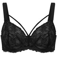 HSIA Pretty In Petals Black Unlined Full Coverage Strappy Lace Underwire Bra