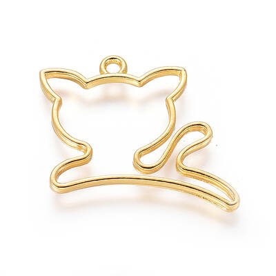 Zinc Alloy Kitten Open Back Bezel Pendants