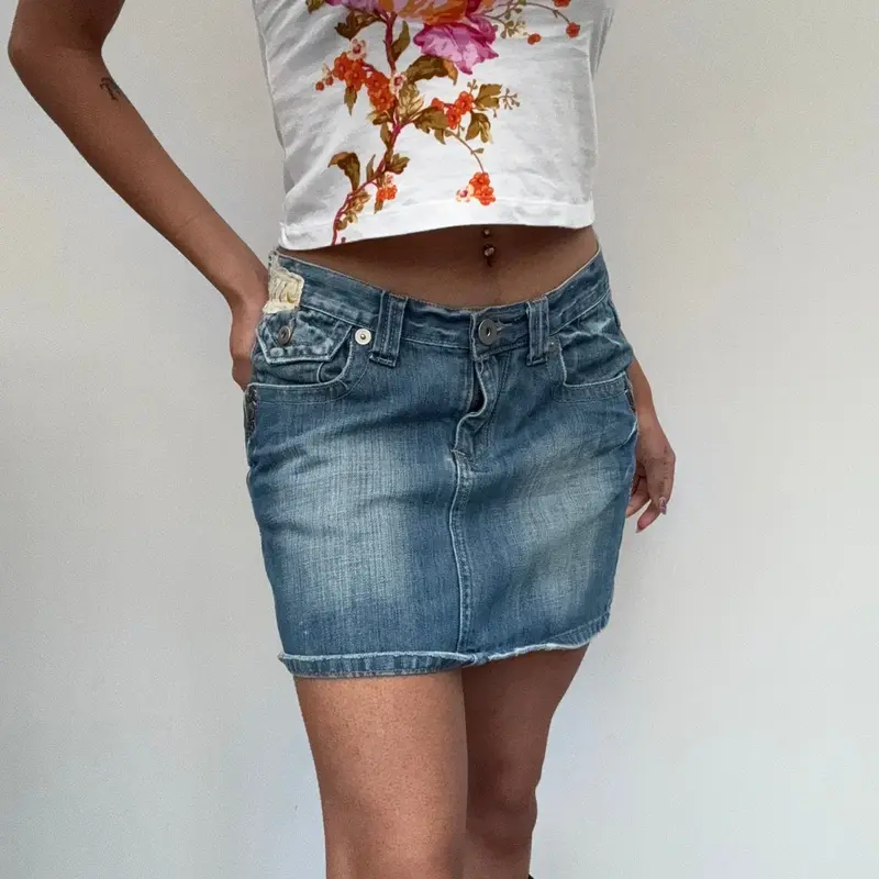 Unbranded Mini Denim Skirt - 29W UK 10 Blue Cotton
