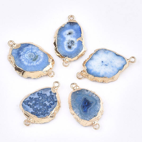 Electroplate Natural Druzy Agate Links connectors