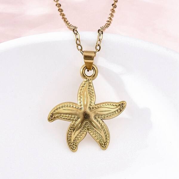 Starfish 304 Stainless Steel Pendant Necklaces