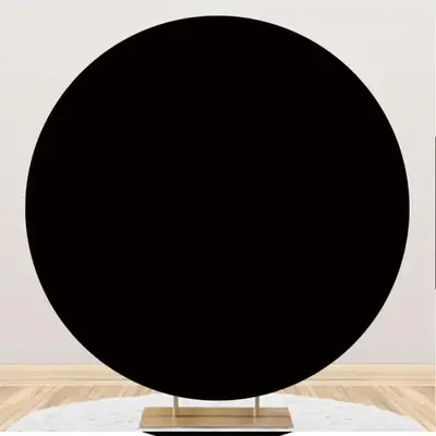 Circle Simple Black Solid Color Birthday Backdrop - Aperturee
