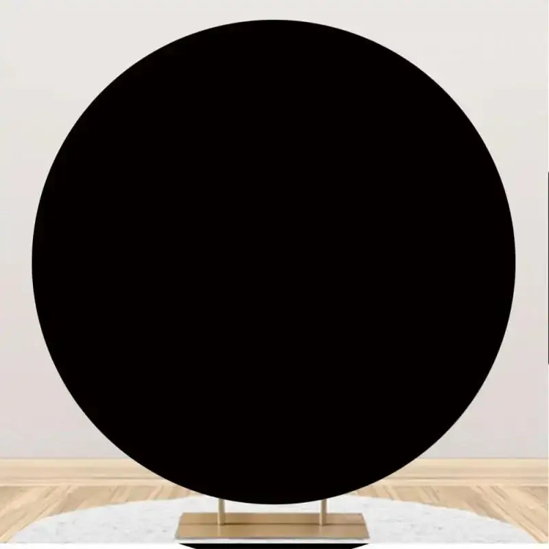 Circle Simple Black Solid Color Birthday Backdrop - Aperturee