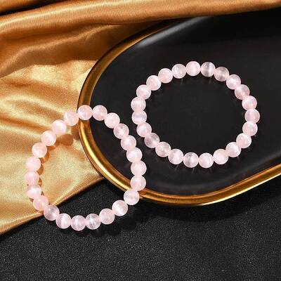 Dyed Natural Selenite Round Beaded Stretch Bracelets for Women