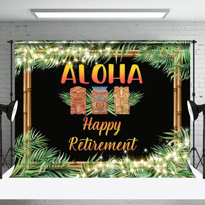 Black Natural Plant Tribal Happy Retiremnt Backdrop - Aperturee