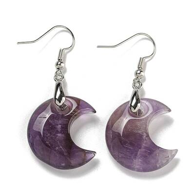 Rack Plating Moon Brass Dangle Earrings for Women
