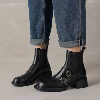 CHIKO Agrippa Round Toe Block Heels Ankle Boots