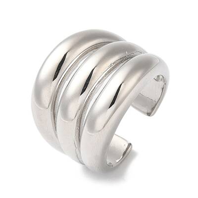 Rack Plating Brass Grooved Open Cuff Rings