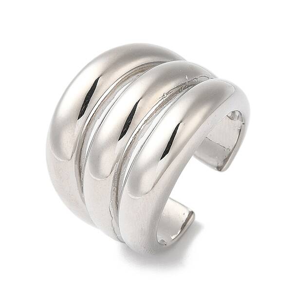 Rack Plating Brass Grooved Open Cuff Rings