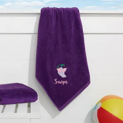 Purple Tasty Fruits Embroidered Holiday Beach Towel - Aperturee