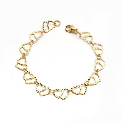 304 Stailess Steel Heart to Heart Link Chain Bracelets