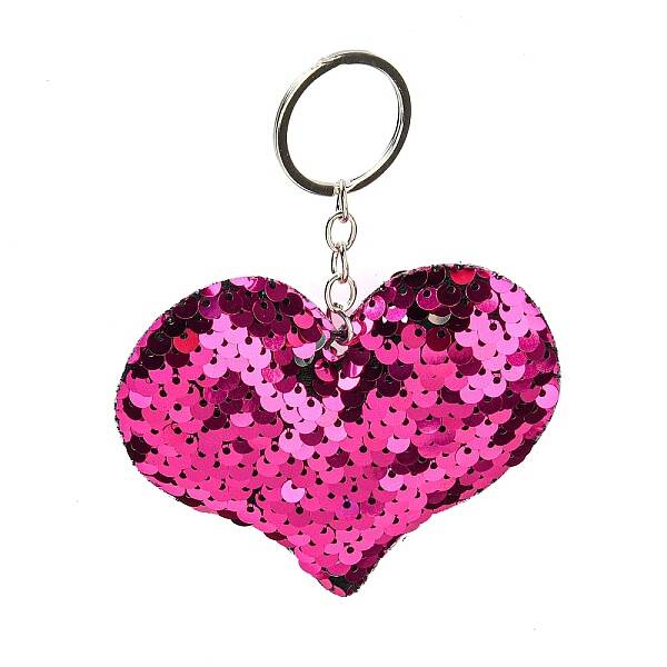 PVC Reflective Sequin Heart Pendant Keychain