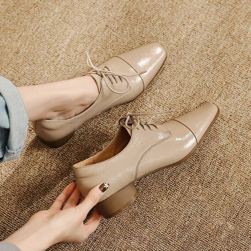 CHIKO Beate Square Toe Block Heels Oxfords Shoes