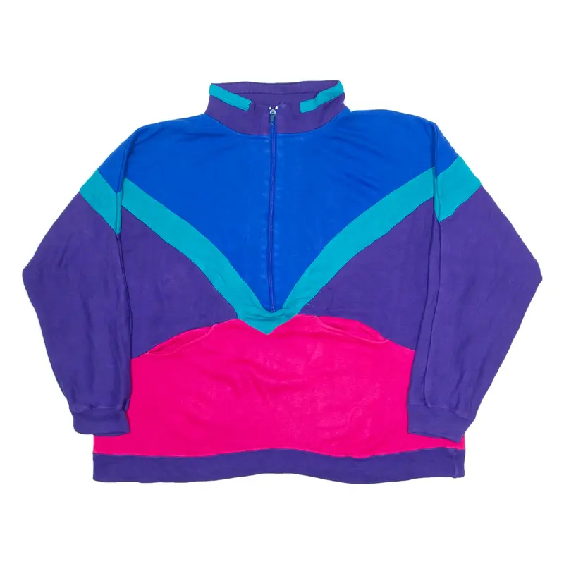 Colourblock Womens Sweatshirt Purple 90s M